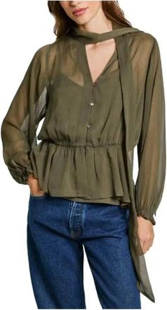 Pepe Jeans London Stralende Blouse- Elegant en veelzijdig - Dames - Blouses - Groen - M - Overhemden