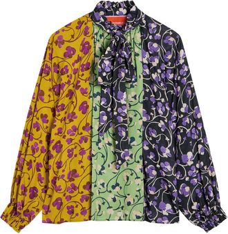 La DoubleJ LA Double J Cerere Patterned Chiffon Blouse - Yellow - XL (UK16 / XL)