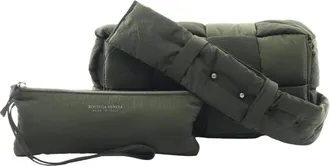 Bottega Veneta Green Nylon Handbag Shoulder Bag (Pre-Owned)