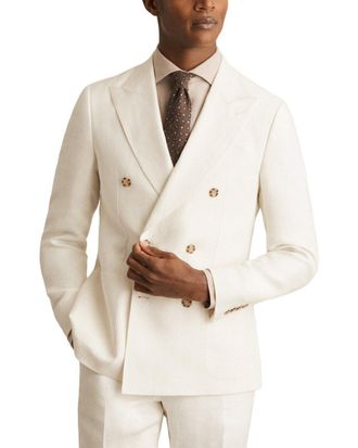 Reiss Park Peak Herringbone Linen Blazer