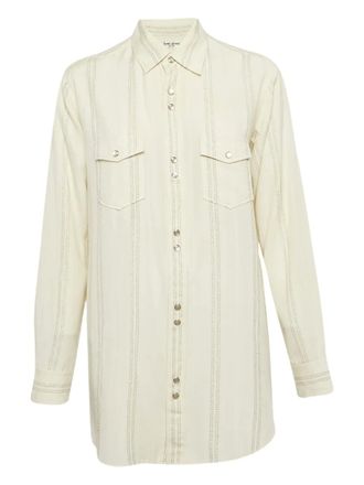 Saint Laurent Camicia a righe con bottoni - Bianco