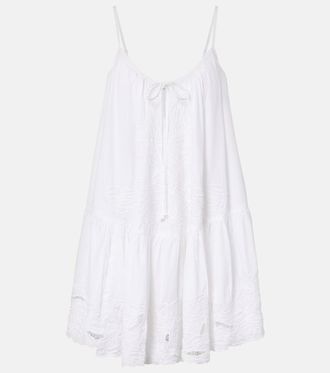 Juliet Dunn Embroidered cotton poplin minidress