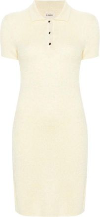 Khaite Boterkleurige Gebreide Polo Jurk - Dames - Kleedjes - Geel - M - Kasjmier - Kleedjes
