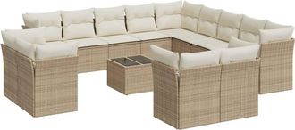 vidaXL Set Sof&aacute;s De Jard&iacute;n 14 Pzas Con Cojines Rat&aacute;n Sint&eacute;tico Beige Vidaxl