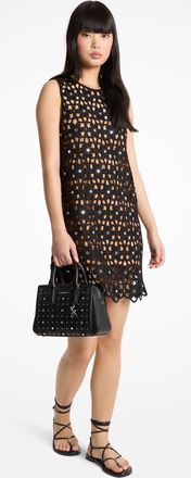 Michael Kors Mirror Embellished Floral Crochet Dress