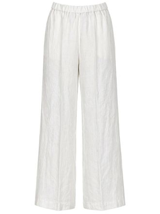 Aspesi Neutrals Elastic Waistband Linen Wide-Leg Pants
