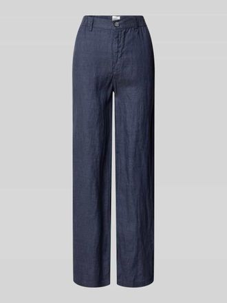 Fynch-Hatton Fynch-Hatton Straight Fit Leinenhose mit elastischem Bund in Marine, Gr&ouml;&szlig;e 34