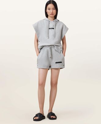 AllSaints Cotton Sorri Redact Logo Sweat Shorts, Size: XS