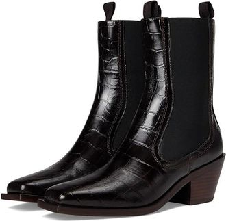 Loeffler Randall Nat Midheel Western Ankle Boot Womens Boots Ebony : 5.5 B - Medium, Leather