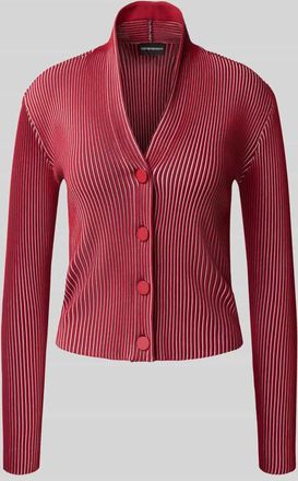 Emporio Armani Cardigan mit Stehkragen und Knopfleiste in Dunkelrot, Größe XL