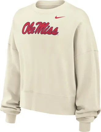 Nike Ole Miss Rebels Phoenix Fleece Nike Womens Football Crew-Neck Sweatshirt in White | W33302P403MISI-SAI