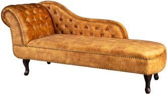 Global Interiors R&eacute;cami&egrave;re/Chaiselongue New Chesterfield - Samt Senfgelb