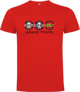 Generic Grand Tours Cycling T-Shirt, Blue Cotton, Giro dItalia Tour de France Vuelta Espa&ntilde;a Design, Sports Casual Wear (UK, Alpha, M, Regular, Regular, Red)