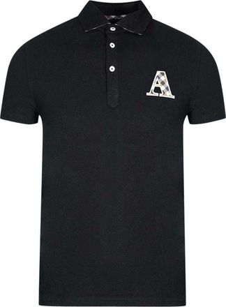 Aquascutum Heren Geruit Logo Poloshirt (Zwart)