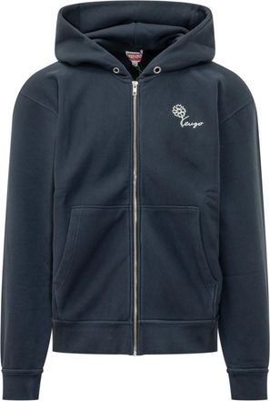 Kenzo Blue Logo Zip Up Hoodie