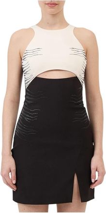 Just Cavalli Bicolor Kristal Jurk Chic Glamour - Dames - Korte kleedjes - Zwart - M - Polyester - Kleedjes