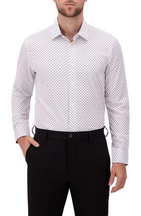 Report Collection Modern Fit Geometric Print 4-Way Stretch Button-Up Shirt in 01 White at Nordstrom Rack, Size 15.5