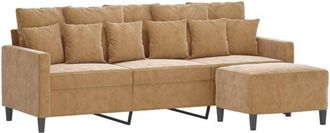 vidaXL Vidaxl - Divano a 3 Posti con Poggiapiedi Marrone 180 cm in Velluto