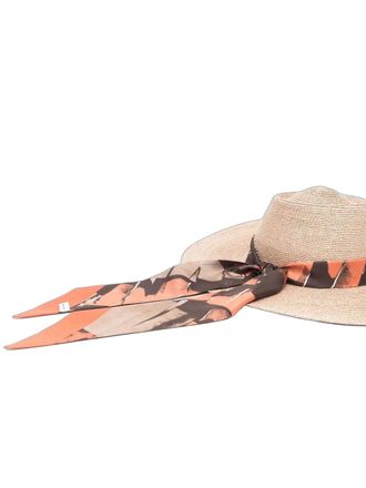 Ferragamo 360715755755 Ribbon-Tie Straw Sun Hat - Beige