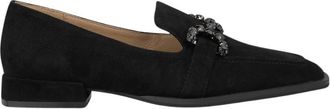 Alma En Pena Rhinestone Buckle Loafer - Dames - Loafers - Zwart - 41 EU - Leer - Schoenen