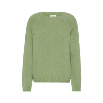 Max Mara Alpaca en katoenen trui - Dames - Truien - Groen - Maat: XS Katoen