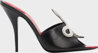 Valentino Garavani 105mm Strass Snake Leather Mule Pumps