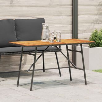 Berkfield Home Dining Table - Black, 110x55x62 cm, Made from Solid Acacia Wood in Brown | Size: 110 x 55 x 62 cm
