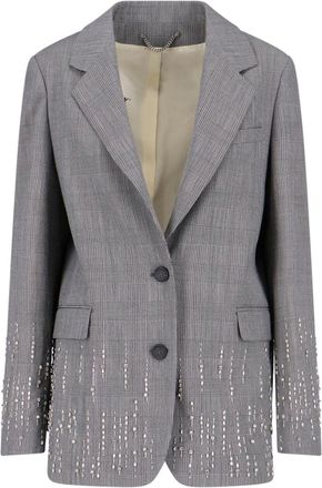 Golden Goose Gray Prince of Wales Wool Crystal Blazer