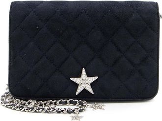 Chanel Blue Suede Cocostellar Wallet On Chain (Authentic Pre-Loved)