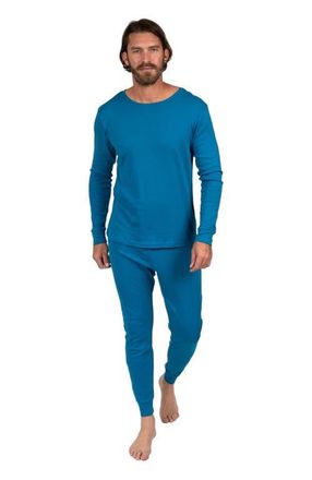 Leveret Mens Cotton Solid Matching Family Pajamas in Teal at Nordstrom, Size Xx-Large