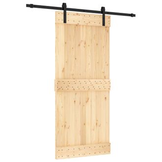 vidaXL Puerta Corredera Natural Y Negro 90 X 210 Cm Vidaxl