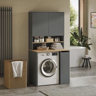 Vicco Armario Para Lavadora Viktor, Antracita/roble Dorado, 93.6 X 88.2 Cm 2 Partes Con Estante, Vicco