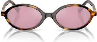 Miu Miu 50mm Oval Sunglasses in Honey Havana/dark Pink Mirror Silver Int at Nordstrom
