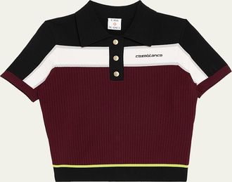 Casablanca Striped Rib Knit Polo Shirt
