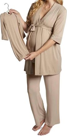 Everly Grey Analise 5 Piece Pajama Set In Latte