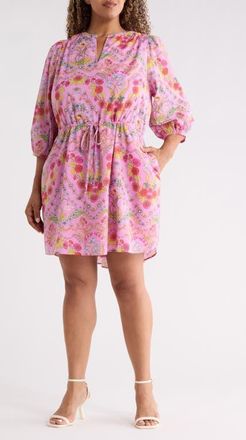 Sugarlips Ramsie Floral Print Minidress in Cream-Pink-Mul at Nordstrom, Size 2X
