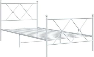 vidaXL Estructura Cama Sin Colch&oacute;n Con Estribo Metal Blanco 90x200 Cm Vidaxl