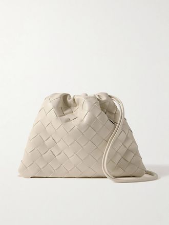 Bottega Veneta Pochette In Pelle Con Motivo Intrecciato - Bianco sporco