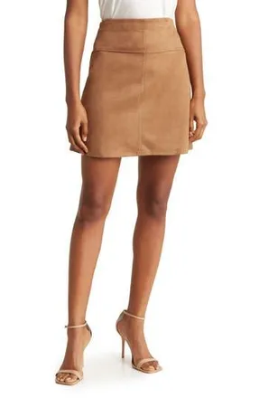 Max Studio Faux Suede A-Line Miniskirt in Vicuna at Nordstrom Rack, Size X-Small