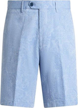 Etro Shorts Jacquard In Cotone A Righe Con Motivo Paisley Floreale-Uomo