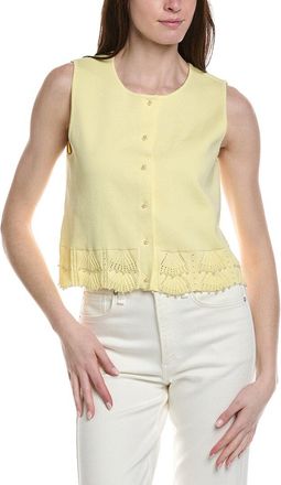Ellen Tracy Pearl Button-Front Vest