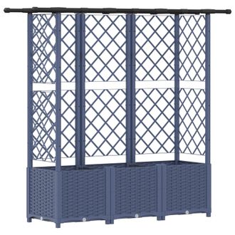 vidaXL Cama Elevada Con Trellis Y Techo Gris 163,5 X 40 X 138 Cm Pp Vidaxl