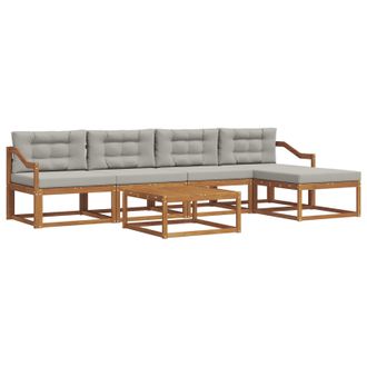vidaXL Conjunto De Sof&aacute;s De Exterior 6 Pcs Gris Natural Y Claro Vidaxl
