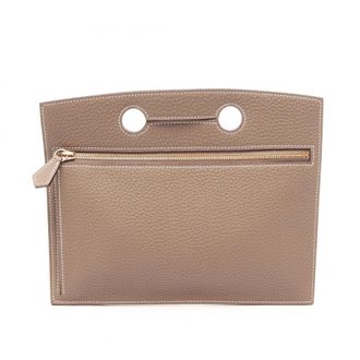Herm&egrave;s Etoupe Gray Gray Togo Leather Pouch (Pre-Owned)