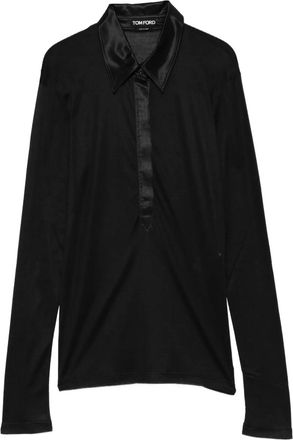 Tom Ford rib button polo top - Zwart