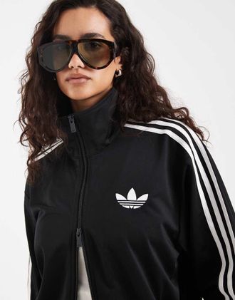 adidas Originals Firebird - Top sportivo ampio nero e bianco