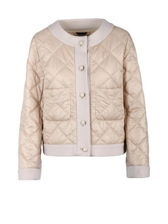 Cinzia Rocca Beige Padded Wool Blend Zip-Up Coat