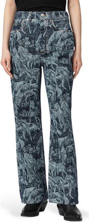 AllSaints Blake Print Wide Leg Jeans in Printed Indigo at Nordstrom, Size 25