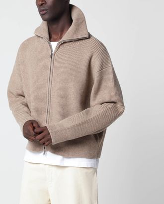 STUDIO NICHOLSON Beige Sandos zip-up cardigan in wool