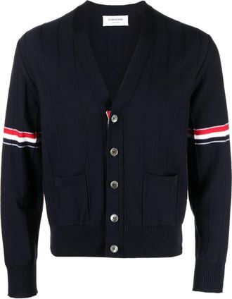 Thom Browne Navy Blue Stripes Cardigans